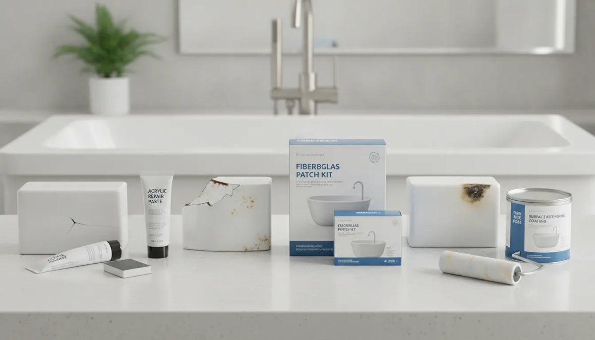 Bathtub repair kits for cracks, chips, stains, and surface damage.