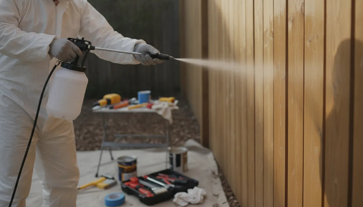 Contractor using a handheld pump sprayer outdoors