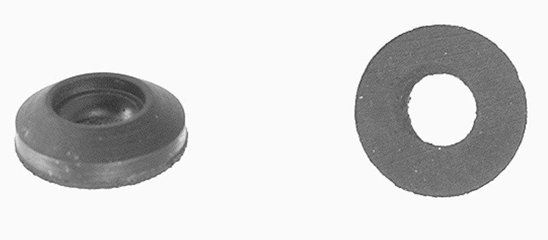 Set of five Emery Jensen beveled washers, 9/16x1/4x3/16, shown stacked with shiny metal surfaces and beveled edges.