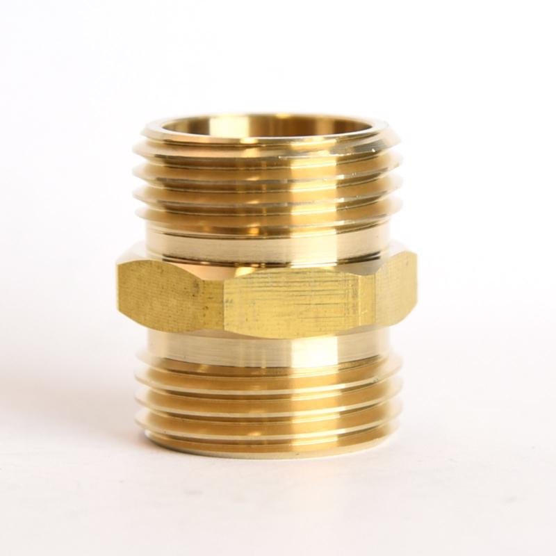 Emery Jensen garden hose adapters, 3/4 inch male to 3/4 inch male fittings, pack of 5, for garden watering and irrigation.