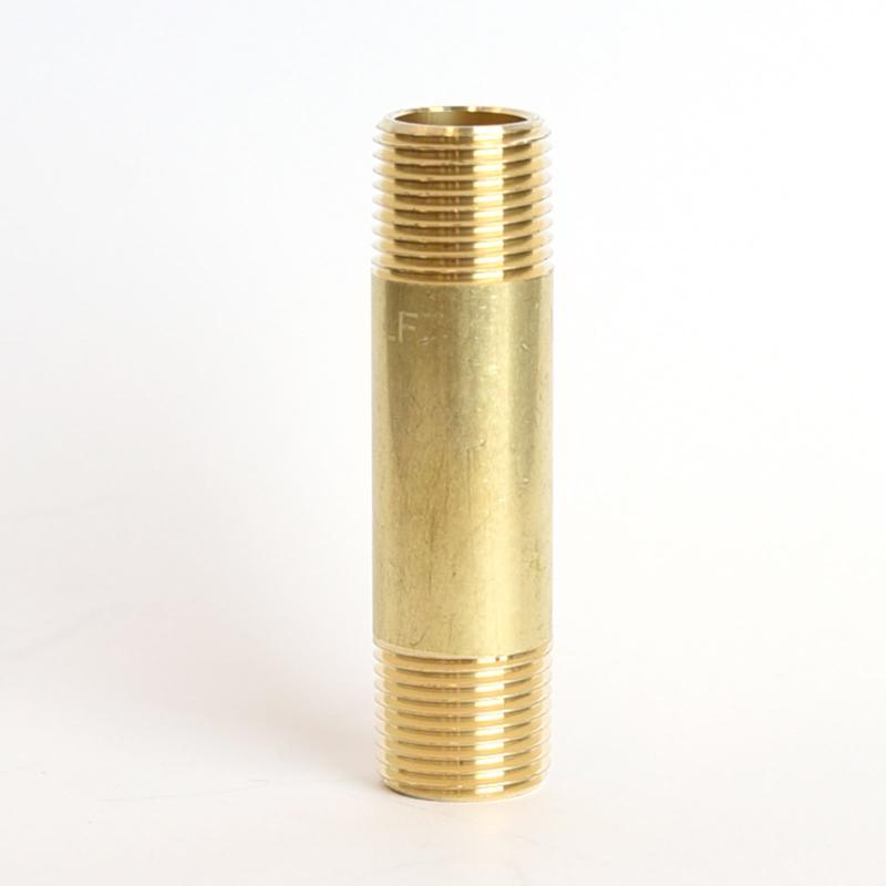 Set of five brass nipples with 3/8 inch diameter and 2-1/2 inch length, featuring male pipe thread (MPT) fittings.