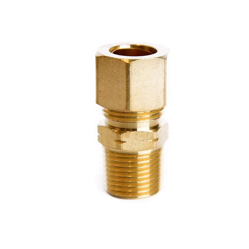 Bulk compression fittings by Emery Jensen, 1/2 inch by 3/8 inch, pack of 5, showing metal fittings with threaded ends.