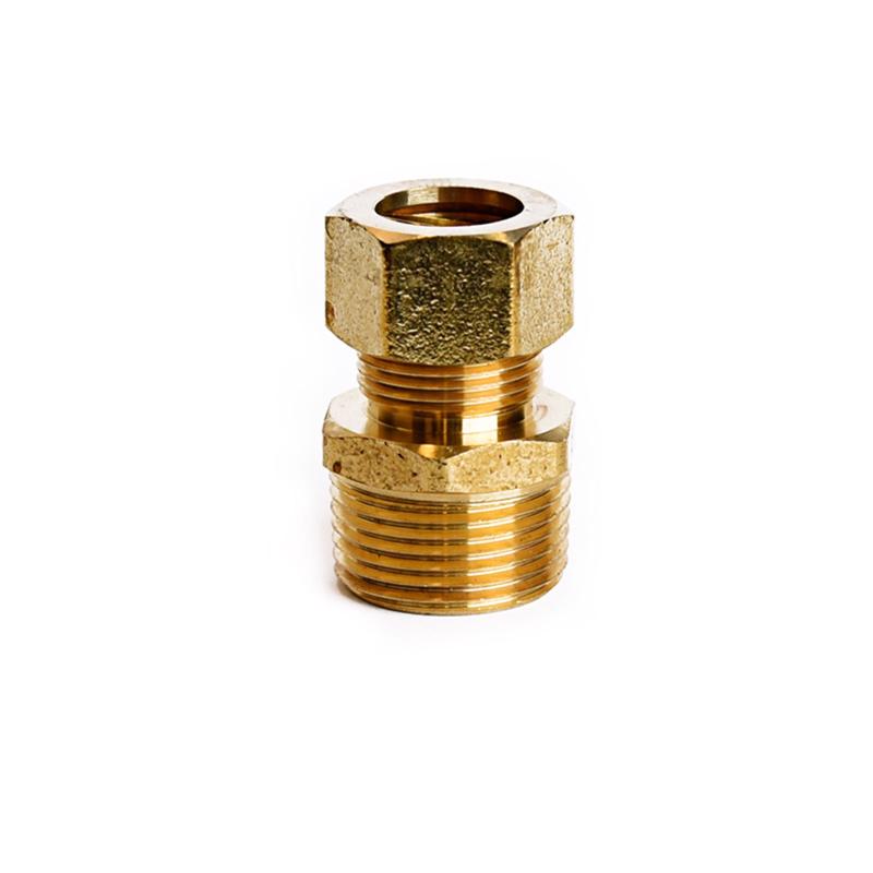 Set of five Emery Jensen 5/8 inch by 3/4 inch compression fittings for plumbing connections, shown in a package.