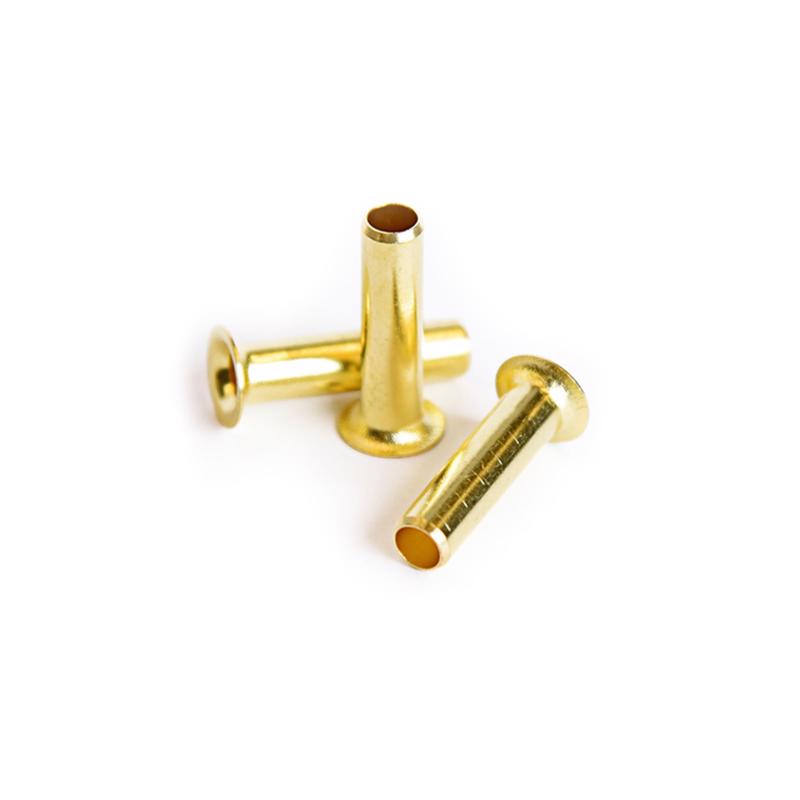Pack of five brass insert threaded fasteners, 5/16 inch size, by Emery Jensen, shown in a close-up image.