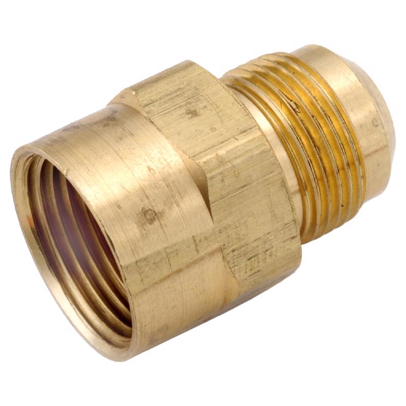 Set of five Emery Jensen brass flare fittings, 15/16x1/2 inch, in a bulk pack, used for plumbing or hydraulic connections.