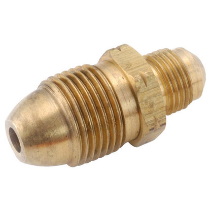 Emery Jensen male flare Polyx3/8BRS bulk compression fittings pack of 5, showing shiny metal fittings with threaded ends.