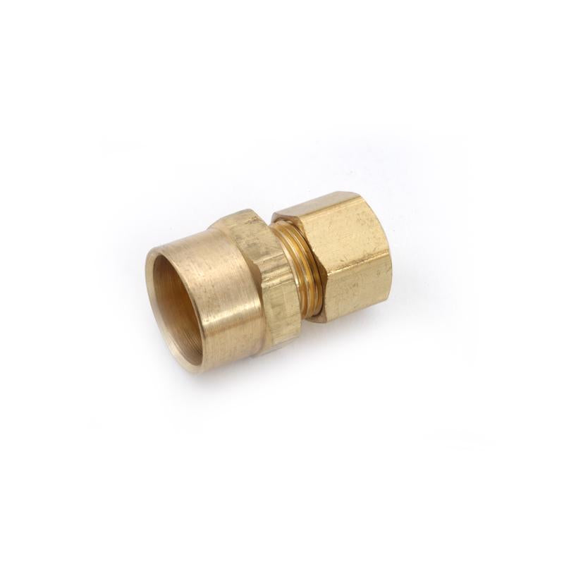 Pack of five Emery Jensen 3/8x1/2-inch compression fittings for plumbing, showing metal fittings with threaded ends and hex nuts.