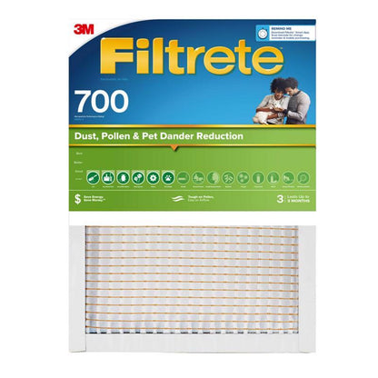 Pack of four Emery Jensen AIR FLTR 700MPR pleated 1-inch filters, showing the filter's pleated design and packaging.