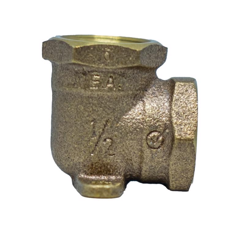 Five brass DROP EAR ELBOW FIP 1/2" pipe fittings from Emery Jensen for plumbing and piping installations.