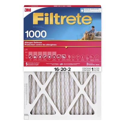 Set of four Emery Jensen pleated 2-inch air filters, 16x20x2 inches, with 1000 MPR for improved air quality and filtration.