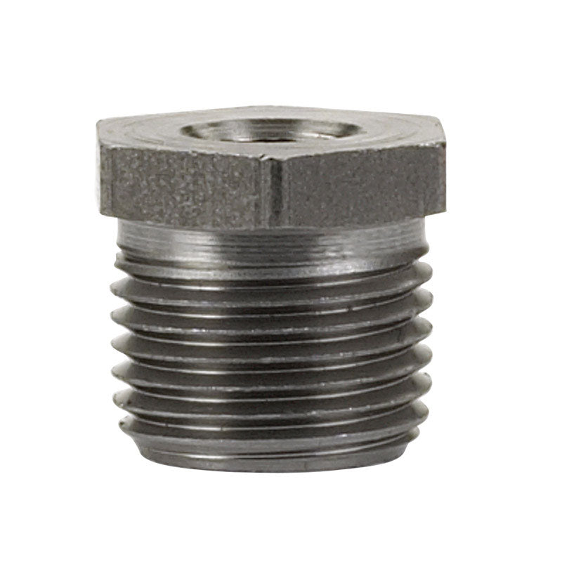 Black iron hex bushing 1/2x1/8 inch fittings from Emery Jensen, shown in a pack of five for plumbing or mechanical use.
