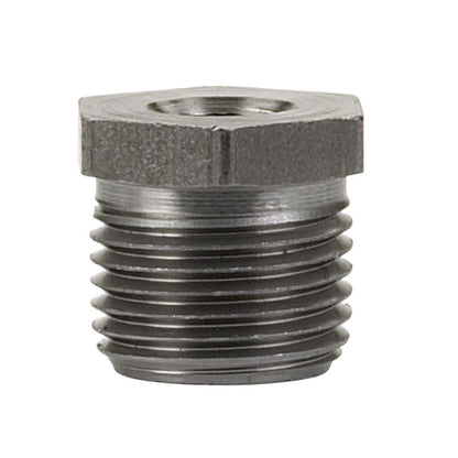Black iron hex bushing 1/2x1/8 inch fittings from Emery Jensen, shown in a pack of five for plumbing or mechanical use.
