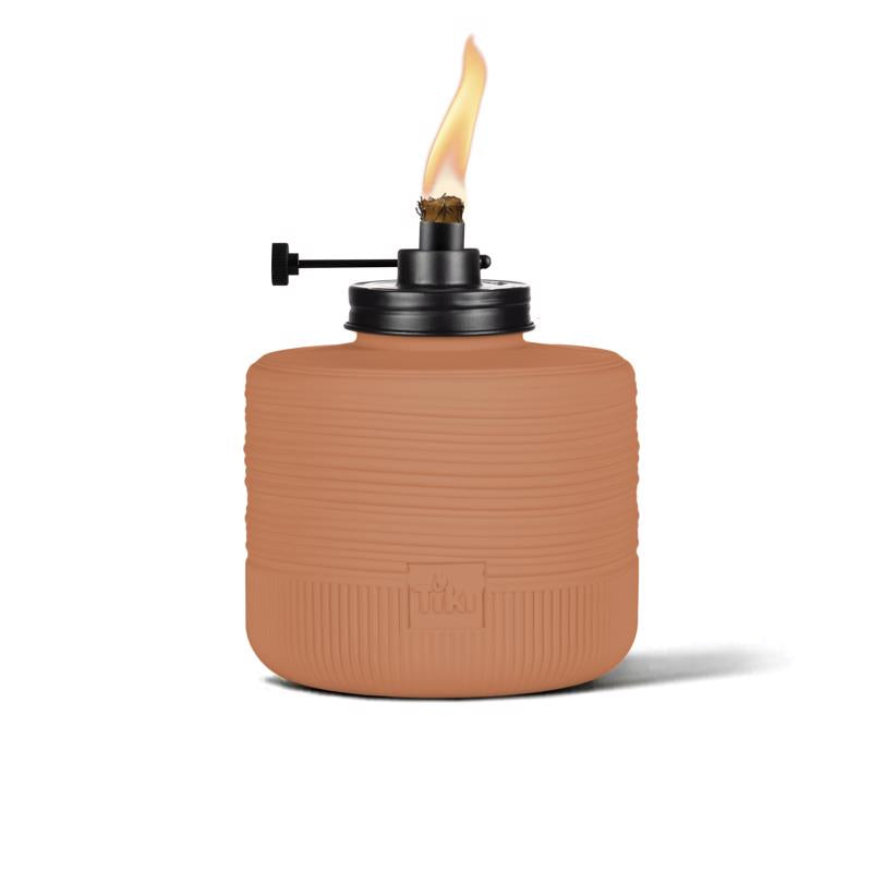 Emery Jensen citronella torch with orange flame, pack of six outdoor torches for mosquito repellent and ambient lighting.