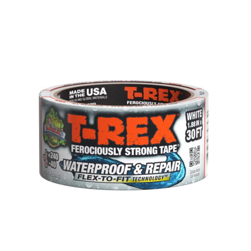 Six Emery Jensen all-purpose white duct tapes, 1.88-inch wide, shown in a pack, designed for sealing and repair projects.