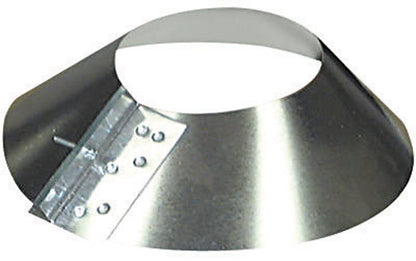 Galvanized steel storm collar 8-inch 26 gauge from Emery Jensen, used for vent pipe fittings, pack of 6.
