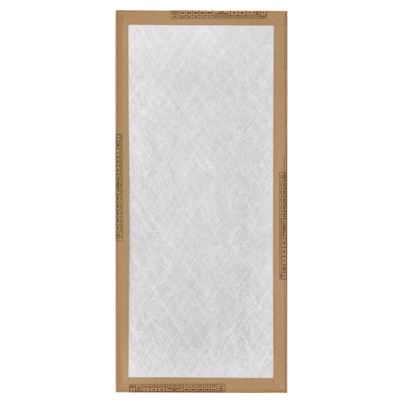 Pack of 12 Emery Jensen fiberglass 1-inch air filters, 10x24x1 inches, showing the filters with pleated fiberglass media.