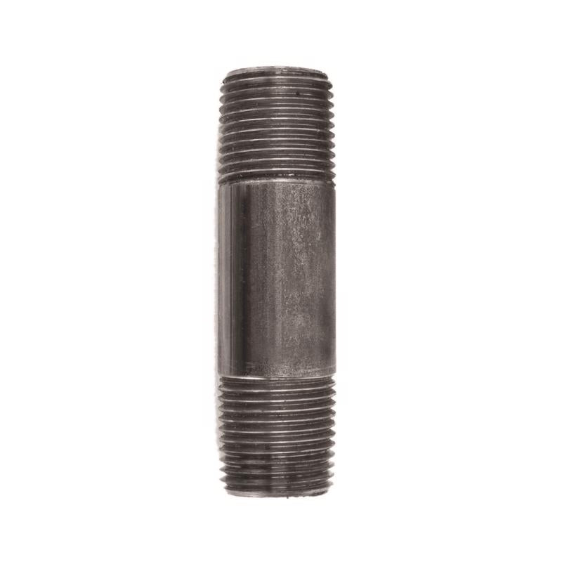 Set of five black steel nipples, 1/2" x 3" size, used for piping connections, shown in a close-up image.