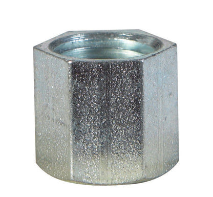 Pack of five galvanized 1/8-inch CAP HEX iron fittings from Emery Jensen, showing the hex shape and galvanized finish.
