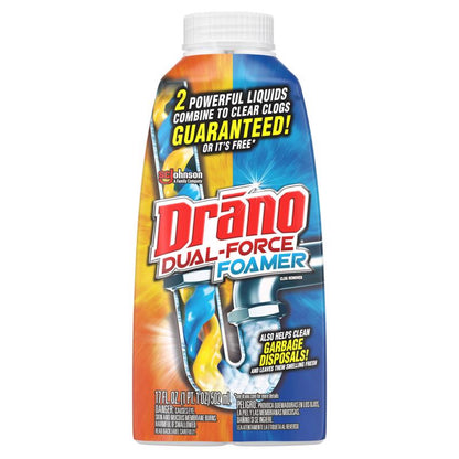 Emery Jensen CLNR FOAMNG Liquid Drain Cleaner in a pack of 8, showing bottles with label and safety cap.