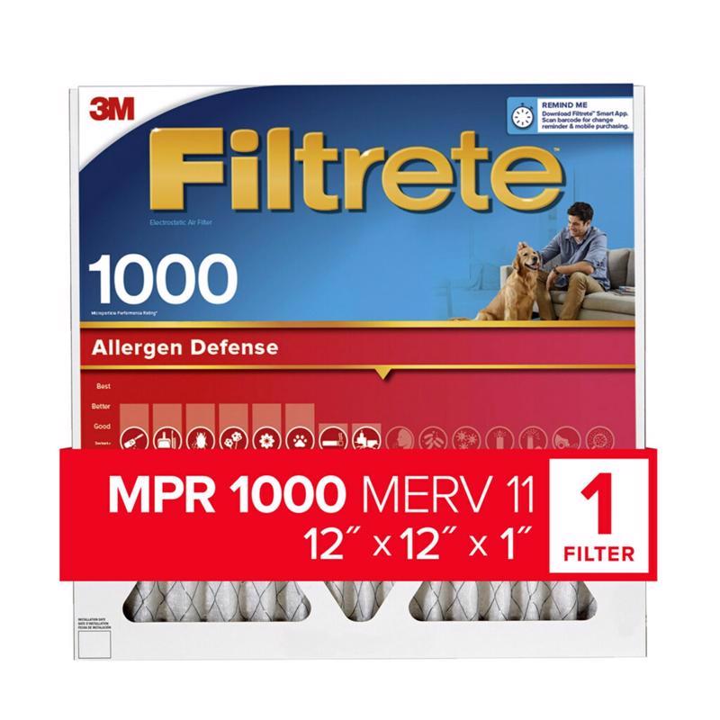 Set of four Emery Jensen 12x12x1 pleated air filters, 1000 MPR filtration, designed for HVAC systems.