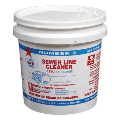 Emery Jensen sewer line cleaner liquid drain cleaner pack of 4, 6.5 pounds each for clearing clogged drains.