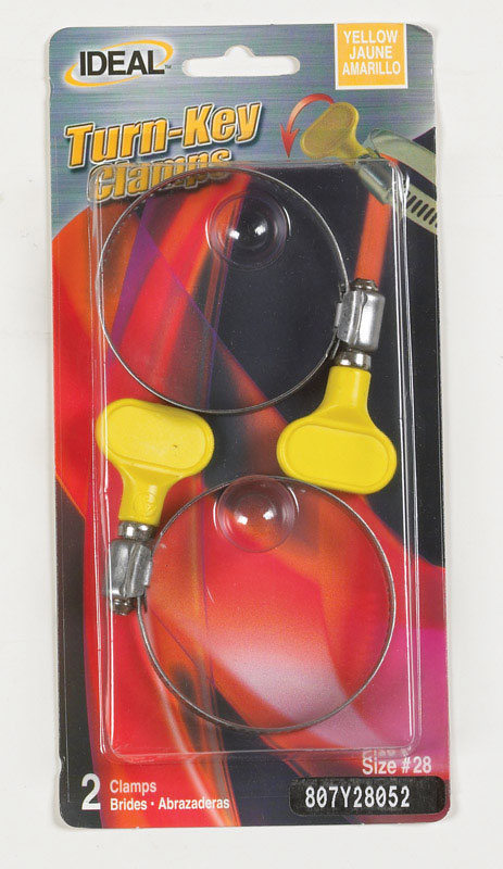 Set of 10 Emery Jensen turn key hose clamps size 28, showing metal clamps with screw mechanisms for secure hose fitting.