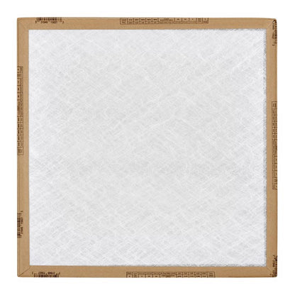 Pack of 12 Emery Jensen fiberglass 1-inch air filters, 10x10x1 inches, showing the filter material and frame design.