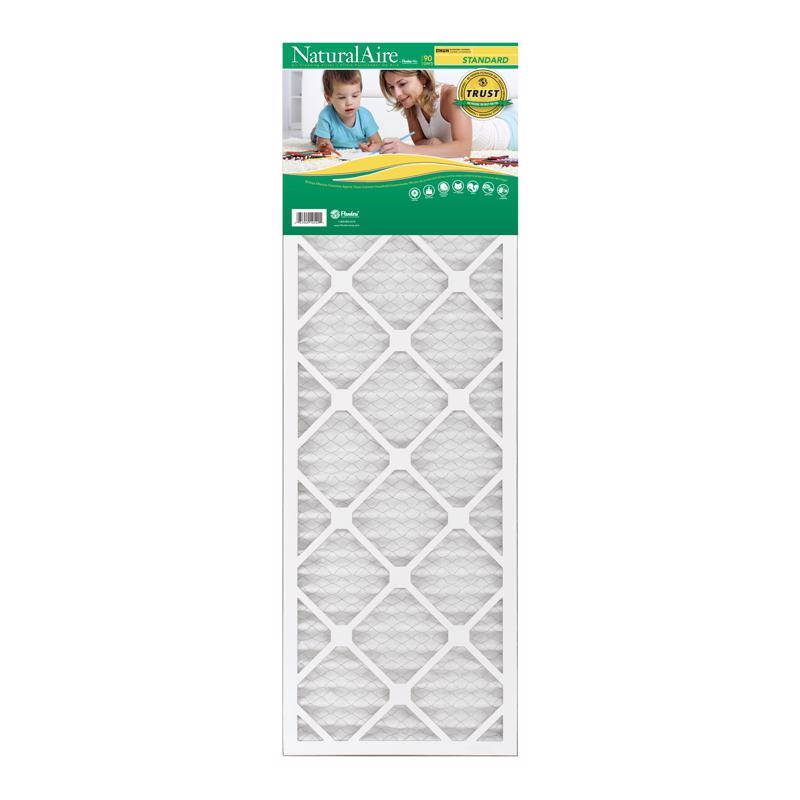 Emery Jensen pleated 1-inch air filter pack of 12, showing the filter's pleated design and size dimensions for HVAC systems.