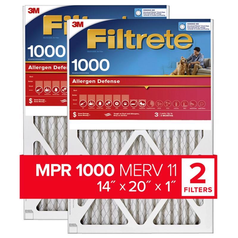 Emery Jensen 14x20-inch pleated air filters, 1-inch thick, pack of three, with pleated filter medium for HVAC systems.