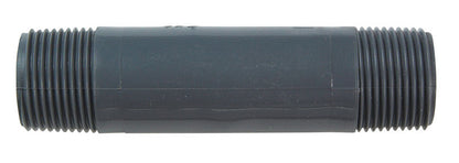 Pack of 10 Emery Jensen PVC Nipple SCH80 3/4x4 fittings for plumbing, showing threaded ends on white PVC pipes.