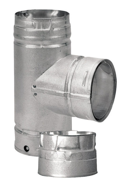 Emery Jensen 3-inch pellet vent tee fitting with cap, shown in a pack of two, designed for pellet stove venting systems.