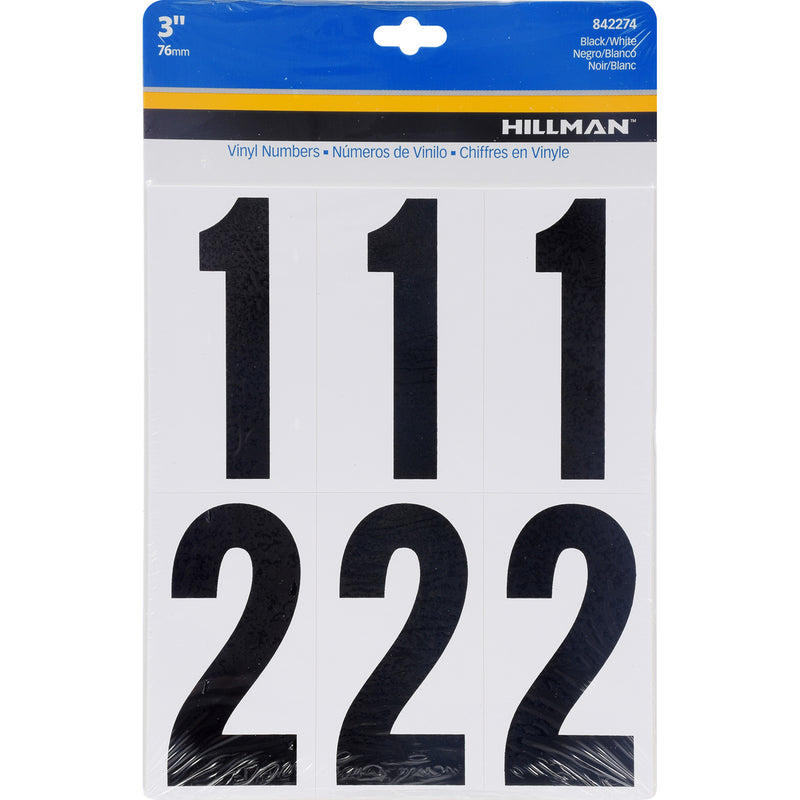 3" BLK SET 0-9 ADHV 27PC - Pack of 6