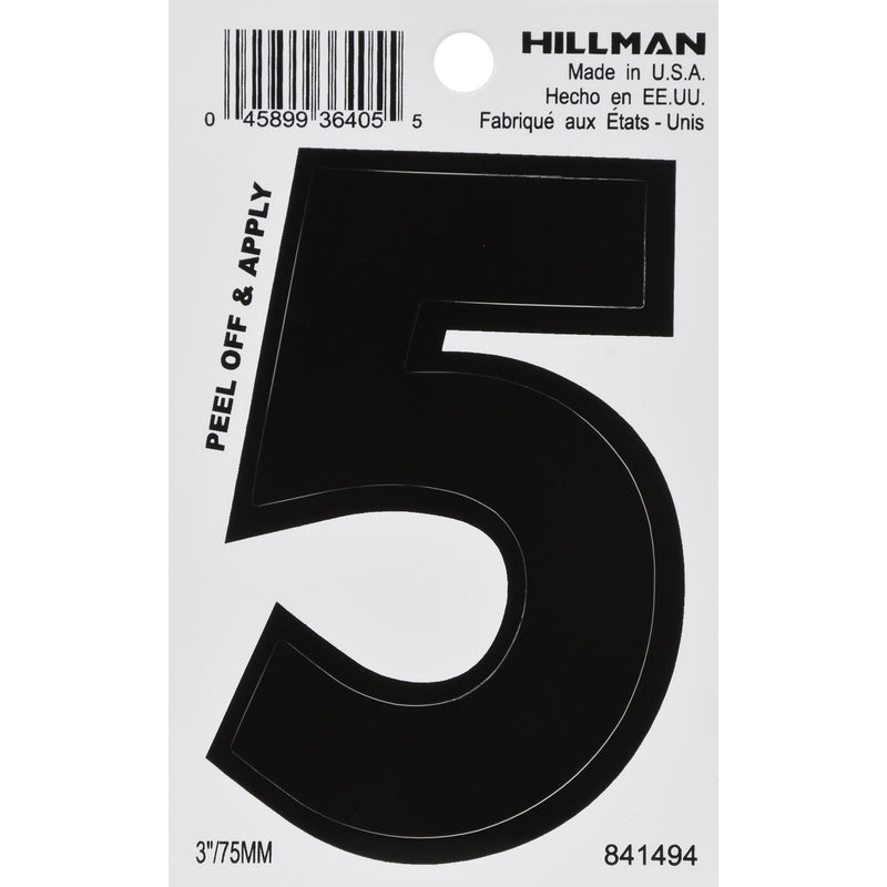 3" BLK #5 VINYL ADHV 1PC - Pack of 6