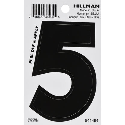 3" BLK #5 VINYL ADHV 1PC - Pack of 6