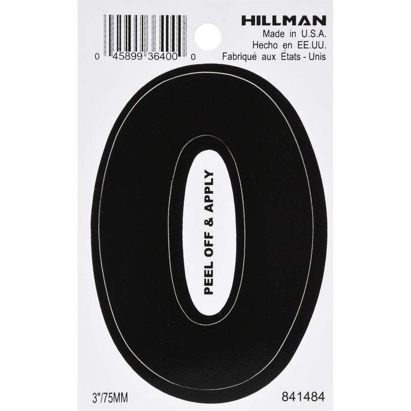 3" BLK #0 VINYL ADHV 1PC - Pack of 6