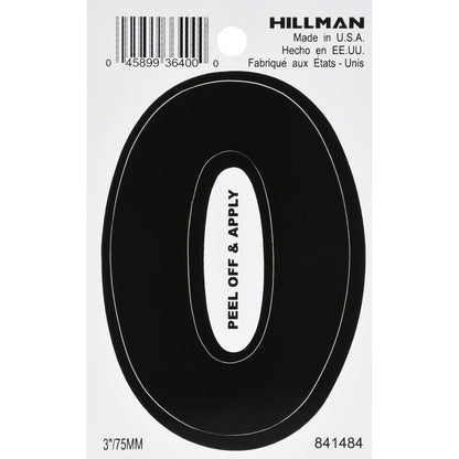 3" BLK #0 VINYL ADHV 1PC - Pack of 6