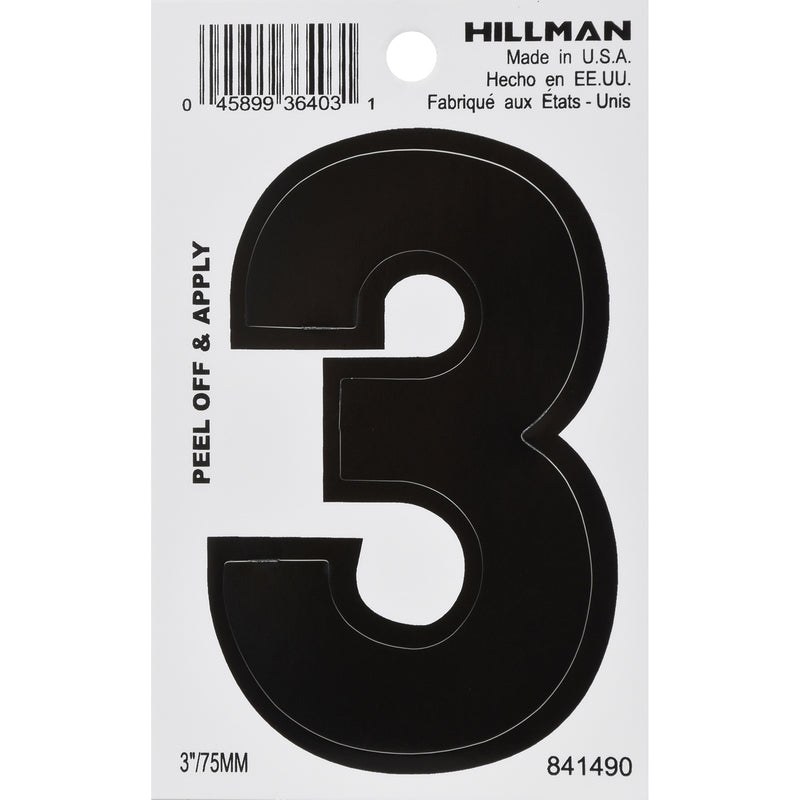3" BLK #3 VINYL ADHV 1PC - Pack of 6