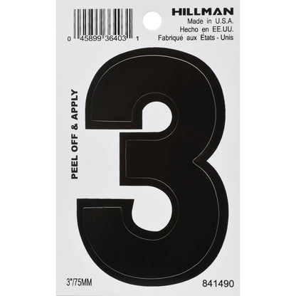 3" BLK #3 VINYL ADHV 1PC - Pack of 6