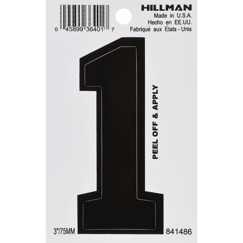 3" BLK #1 VINYL ADHV 1PC - Pack of 6