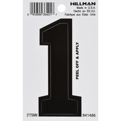 3" BLK #1 VINYL ADHV 1PC - Pack of 6