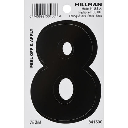 3" BLK #8 VINYL ADHV 1PC - Pack of 6