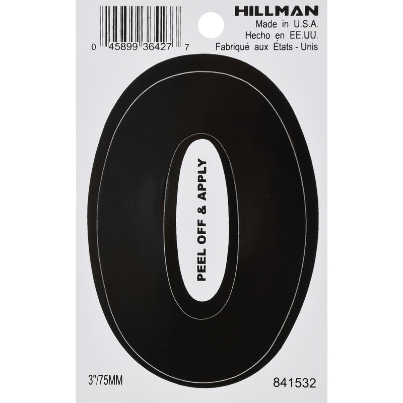 3" BLK O VINYL ADHV 1PC - Pack of 6