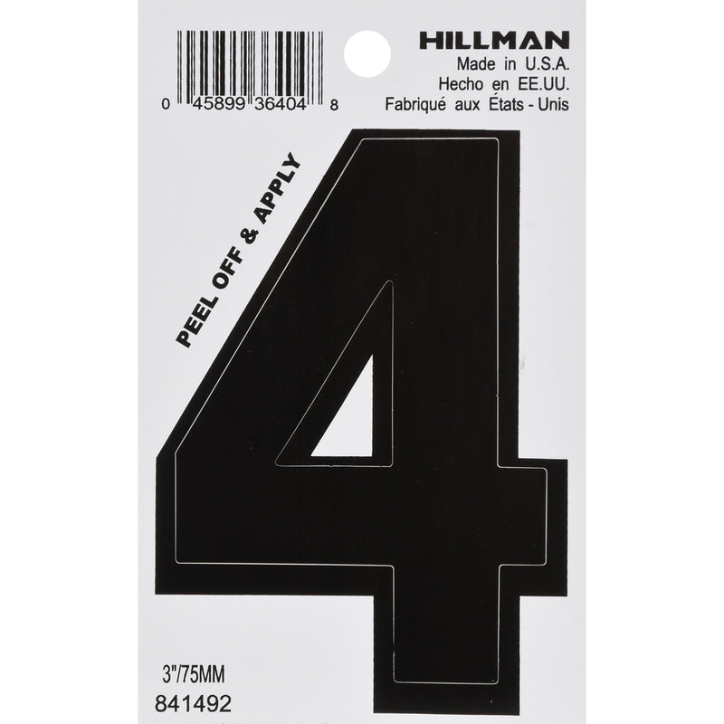 3" BLK #4 VINYL ADHV 1PC - Pack of 6