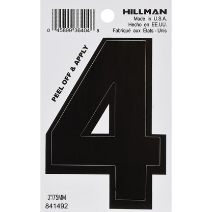 3" BLK #4 VINYL ADHV 1PC - Pack of 6