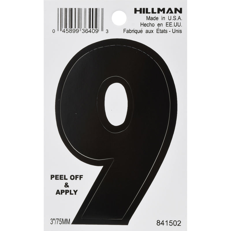 3" BLK #9 VINYL ADHV 1PC - Pack of 6