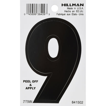 3" BLK #9 VINYL ADHV 1PC - Pack of 6