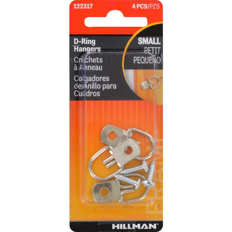 Set of 10 Emery Jensen HANGR D-ring SM STL CD4 mirror and picture hangers for secure wall mounting.