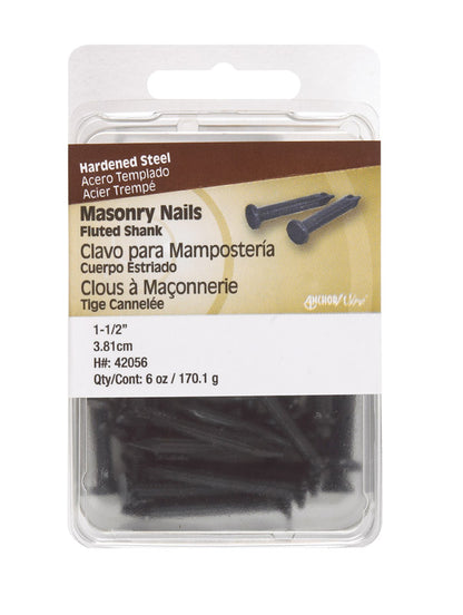 Pack of five Emery Jensen 1-1/2 inch masonry nails for concrete and masonry applications, with a 6-ounce weight.