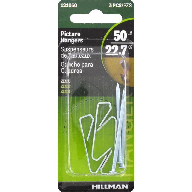 Emery Jensen picture hanger 50# CD3 pack of 10, mirror and picture hangers with metal hooks for wall mounting.
