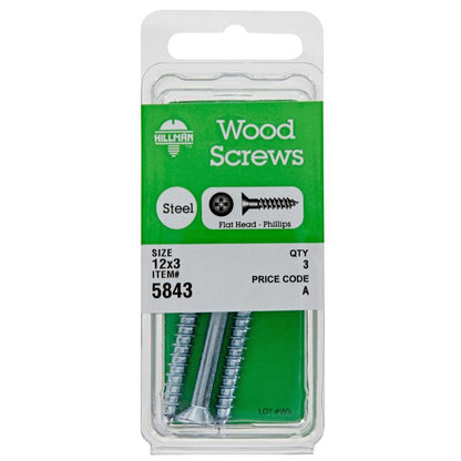 SCRW WD PHL FH 12X3" PK3 - Pack of 10
